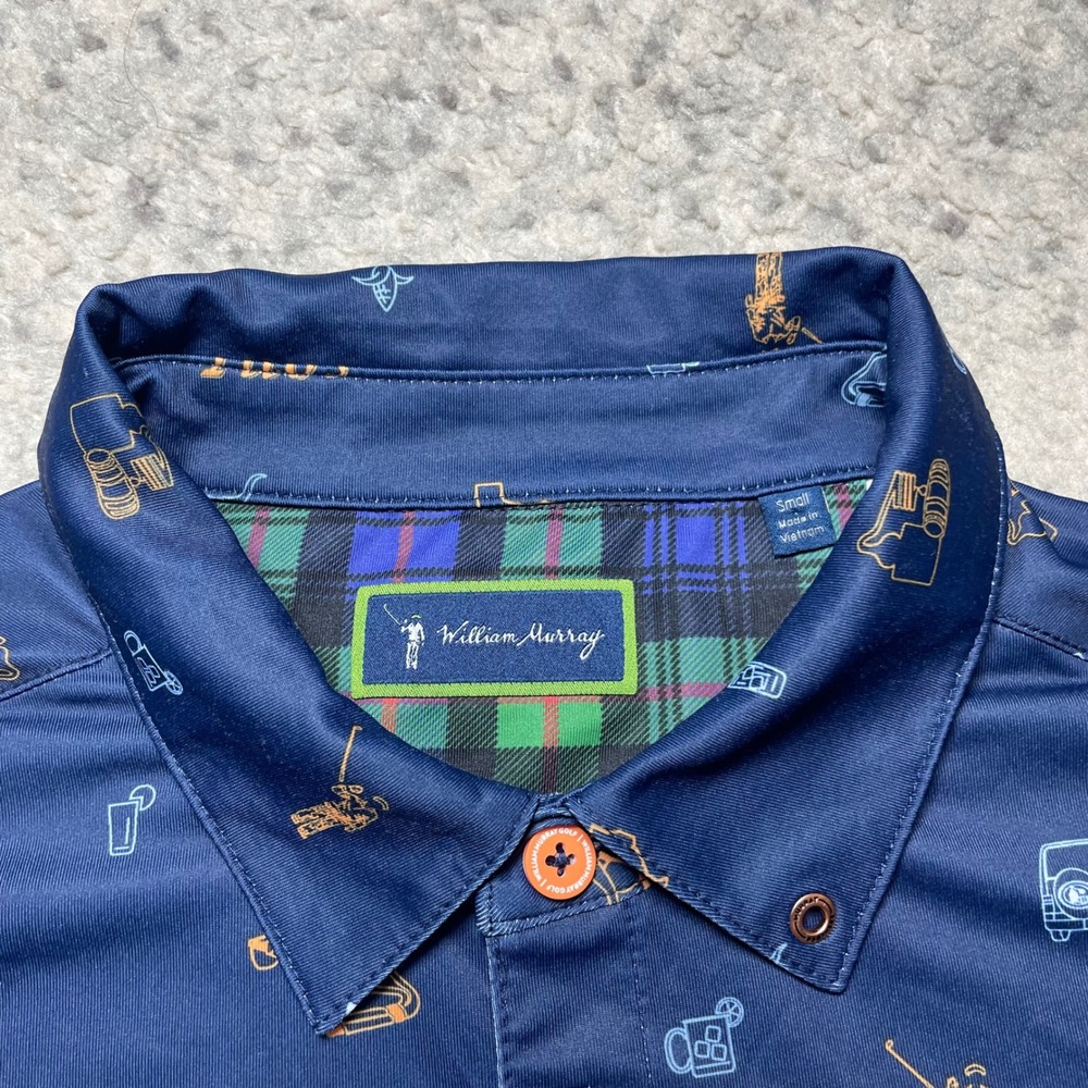 William Murray Golf x Tito's Vodka Mens Navy Blue Texas Print Polo Shirt Small - Picture 4 of 7